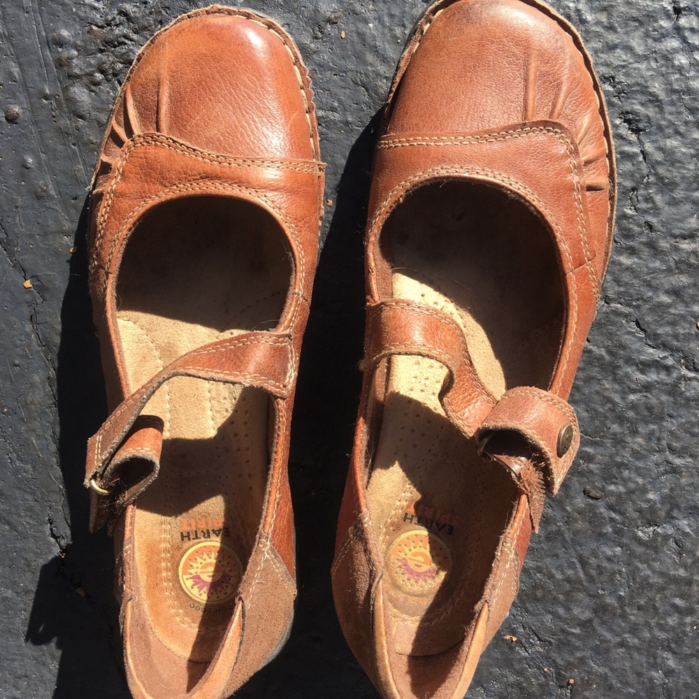 Earth Spirit leather shoes with Velcro closure.